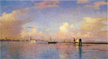 ウィリアム・スタンリー・ハゼルタイン Painting - 大運河の夕日 ヴェネツィアの風景 ルミニズム ウィリアム・スタンリー・ハゼルタイン